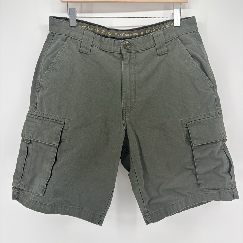 Boy Scouts of America Mens 34 Relaxed Official Uniform Cargo Shorts Olive Green